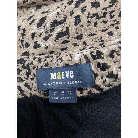 Anthropologie Maeve Mini Dress Women 12 Leopard Print Back Bow Cut Out Western - Picture 8 of 12